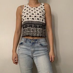 Tribal elephant print tank top
